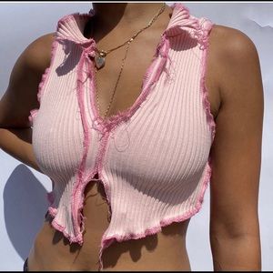 rib-knit pink top